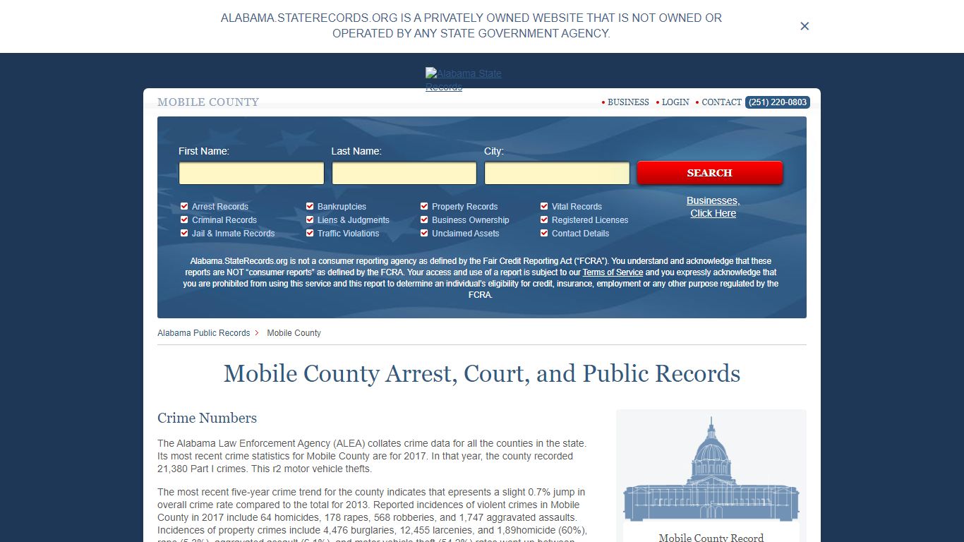 Mobile County Arrest, Court, and Public Records